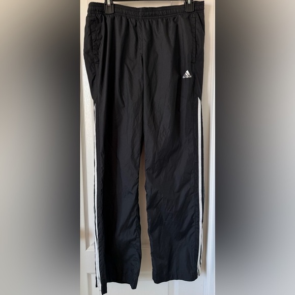adidas Pants - Adidas Black Athletic Pants with White Accents Size-M